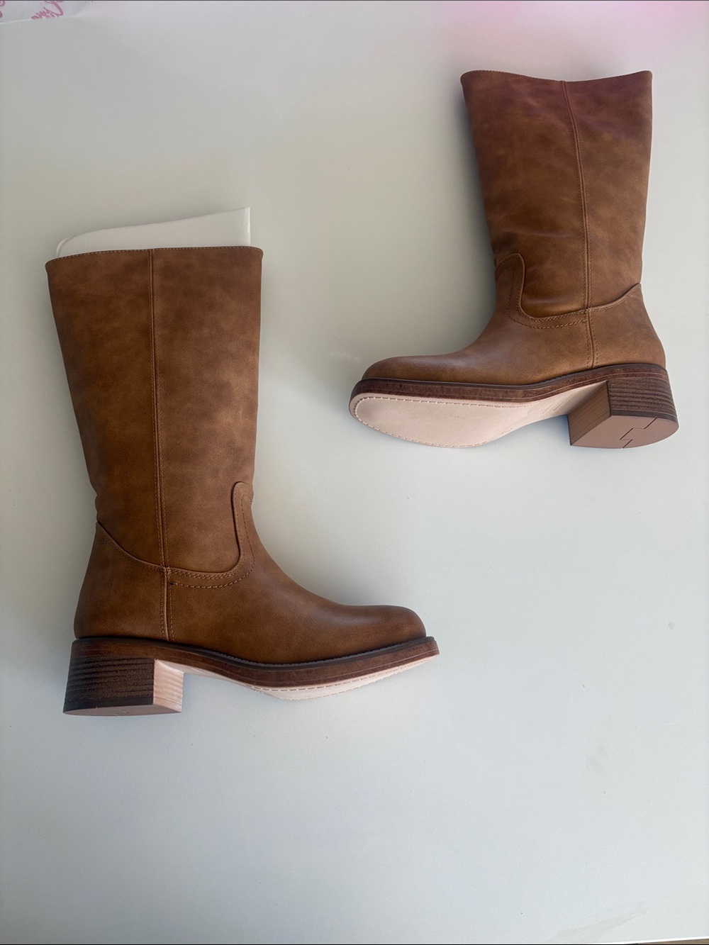 Campus Style Women's Mid-Calf Brown Leather Boots